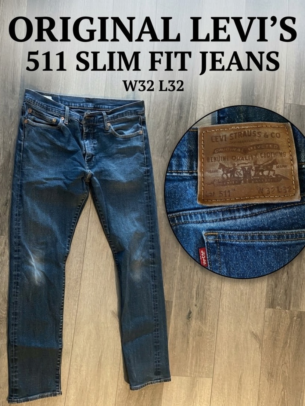 Original Levi's 511 Slim Fit Jeans W32 L32 Medium Blue Wash Denim Premium Style